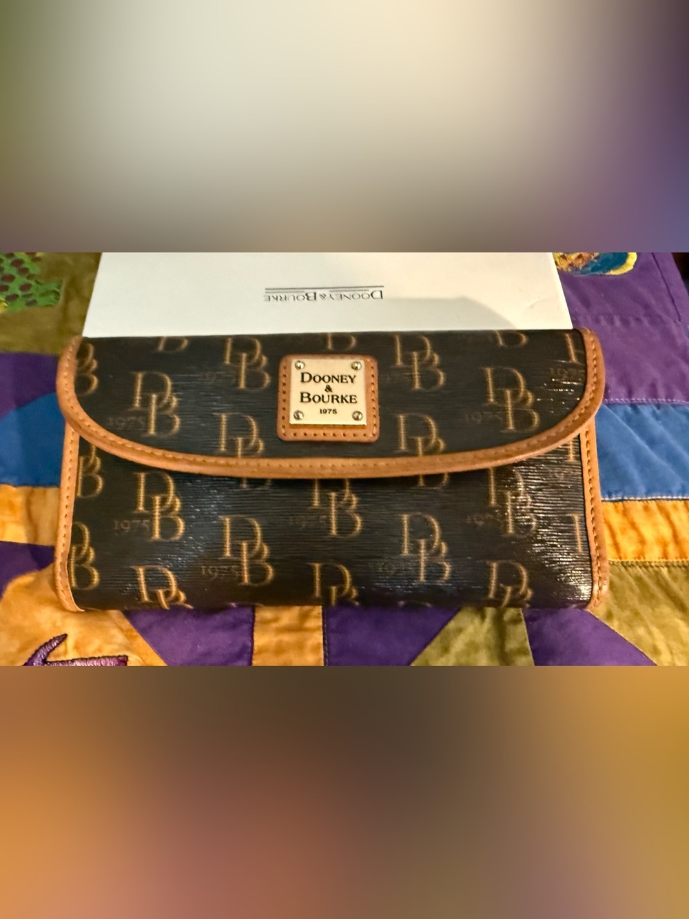 Dooney & Bourke Brown and Tan Logo Continental Wallet
